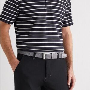 Adidas Golf Faux Leather Trimmed Woven Elastic Belt Gray OS